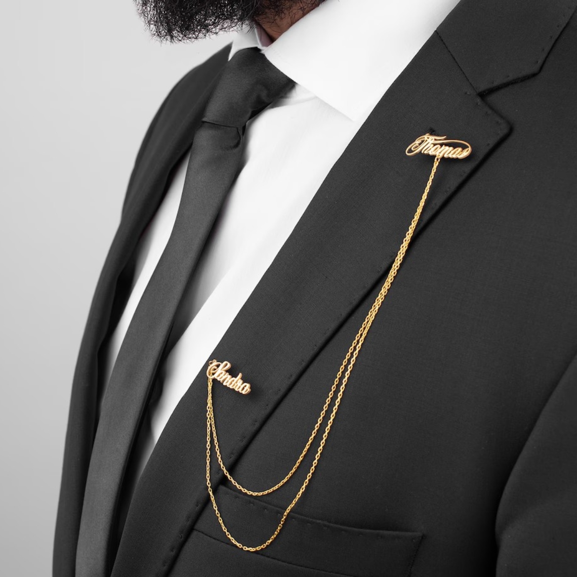 Custom Double Name Brooch Men  - Tuxedo Lapel Pin review and price