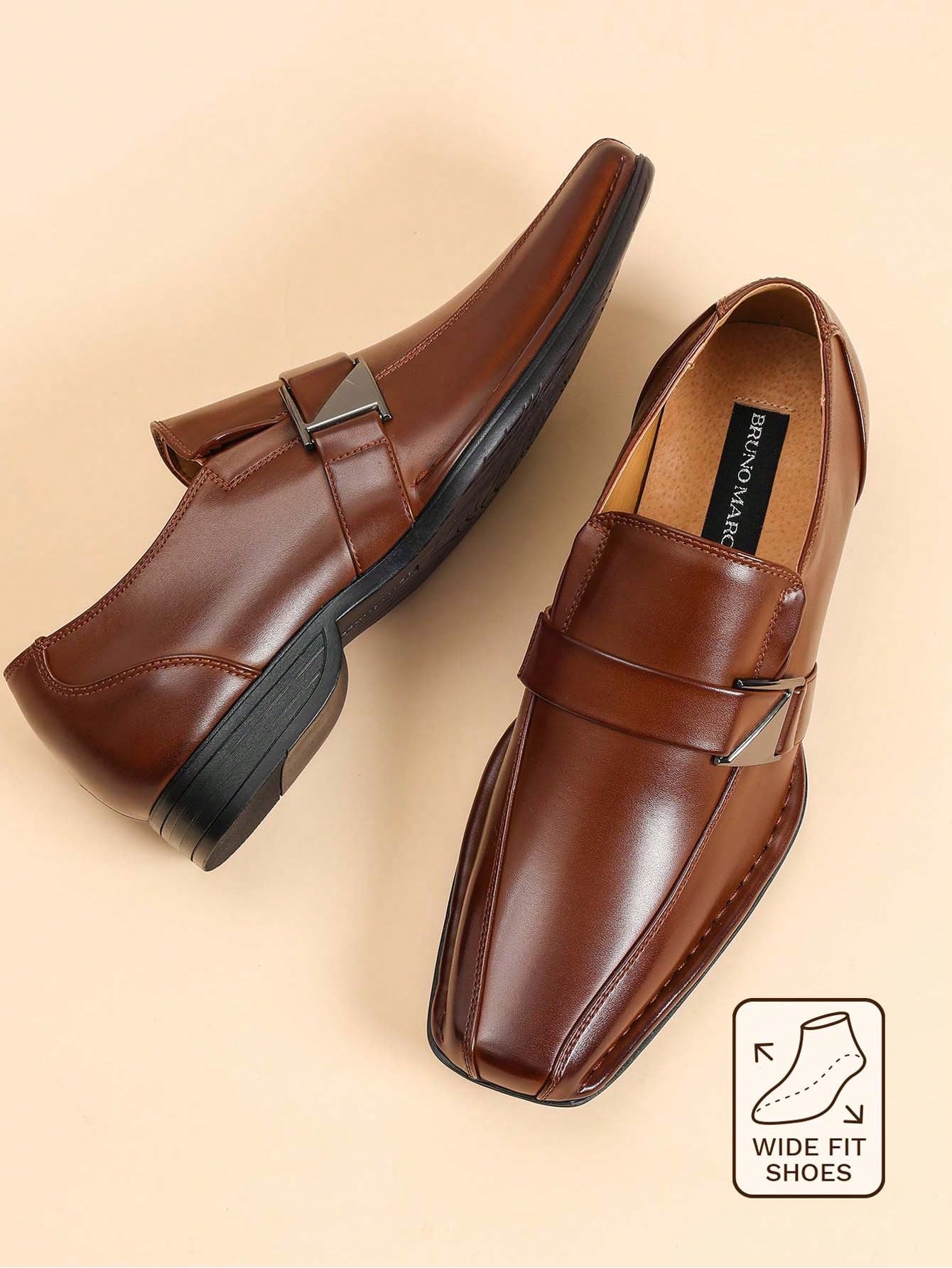 Men’s PU Leather Lined Wide‑Fi - Formal Men Daily Wear Footwear review and price