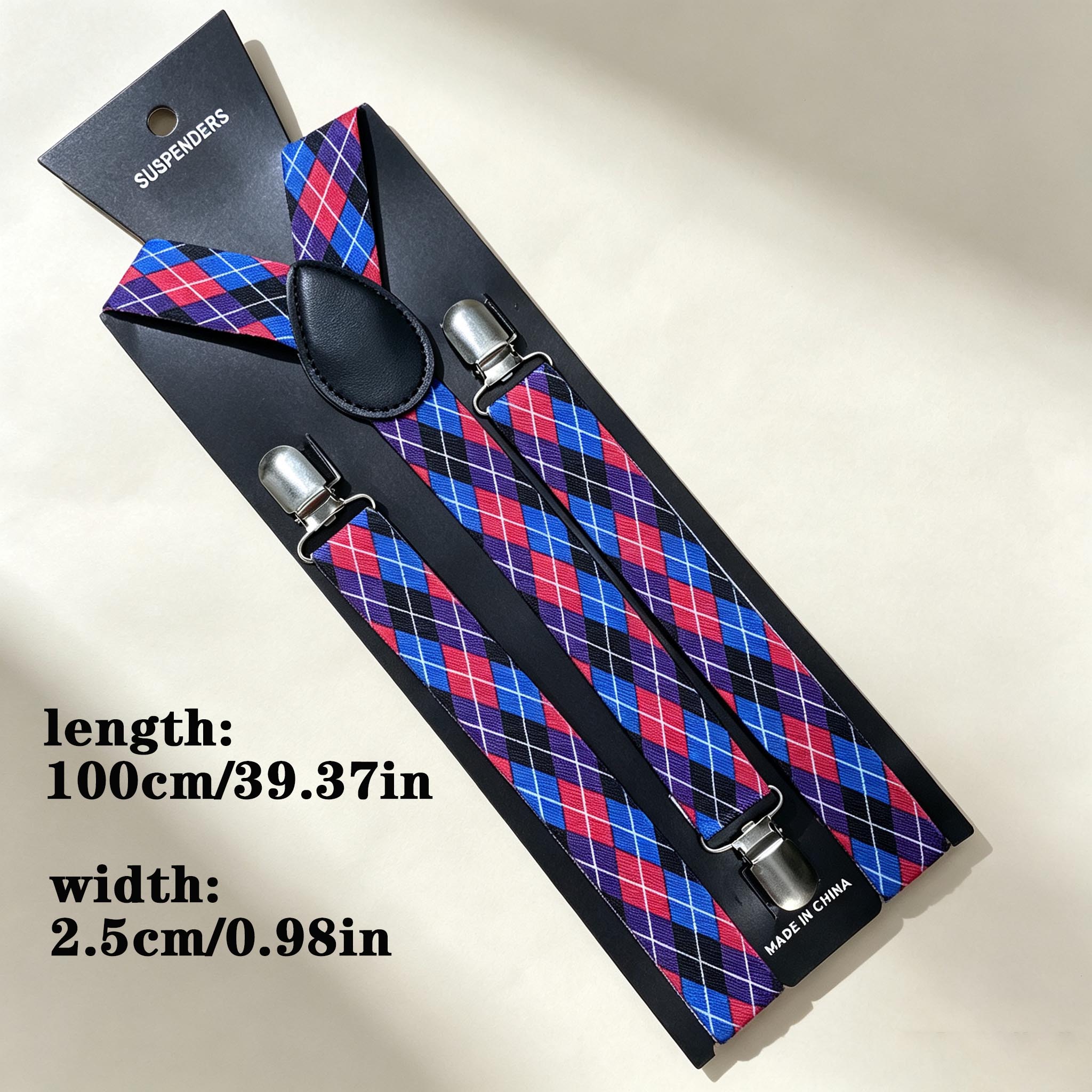 Purple Diamond Pattern Retro M - Men'S Formal Wear With Suspenders review and price