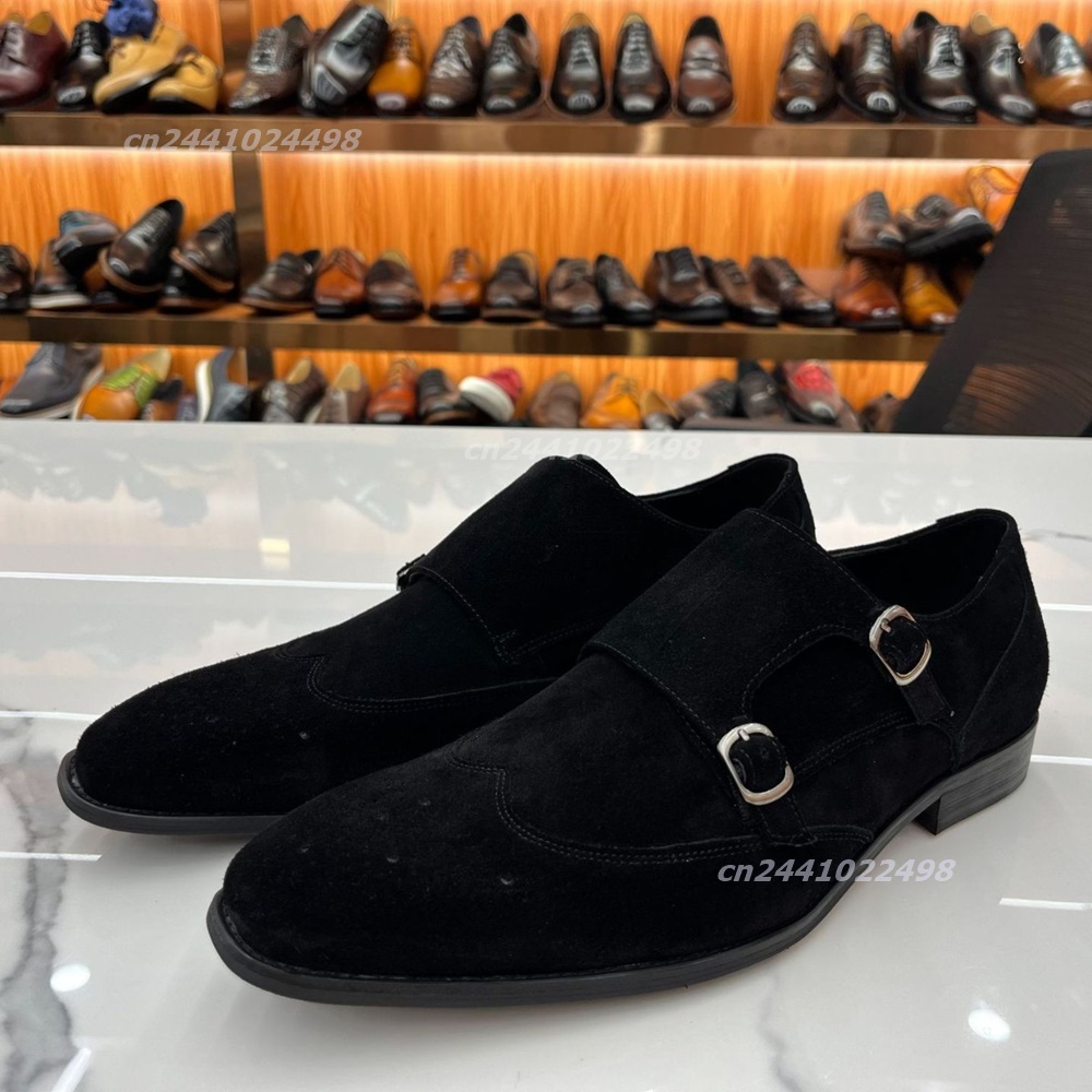 Dual Metal Buckle Men Monk Loa - Formal Men Daily Wear Footwear review and price